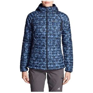 Eddie Bauer Blue Patterned Puffer Jacket Size TL